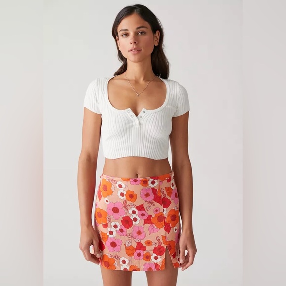 Urban Outfitters Dresses & Skirts - Urban Outfitters Pink and Orange Floral Mini Skirt